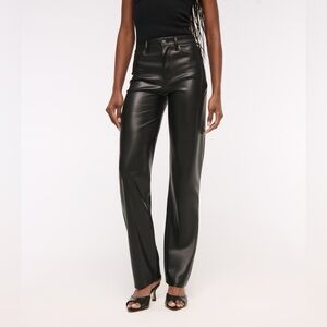Abercrombie & Fitch Women's Black Faux Leather Straight Leg Pants